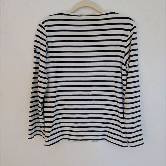 Saint James Meridien Breton Striped Long Sleeve Shirt White Black S (US 34) - Picture 4 of 8